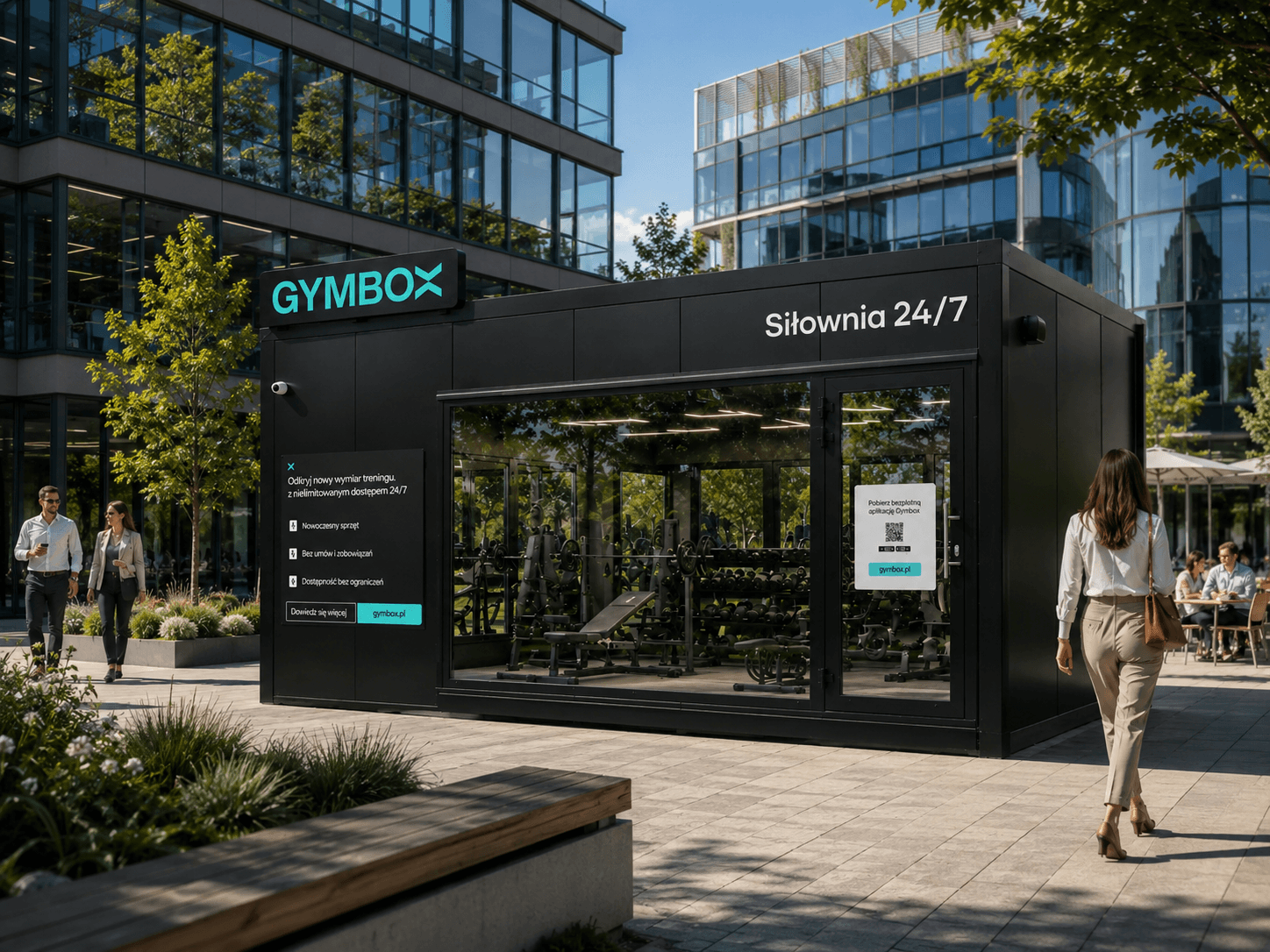 GymBox przy biurowcu i parku biznesowym